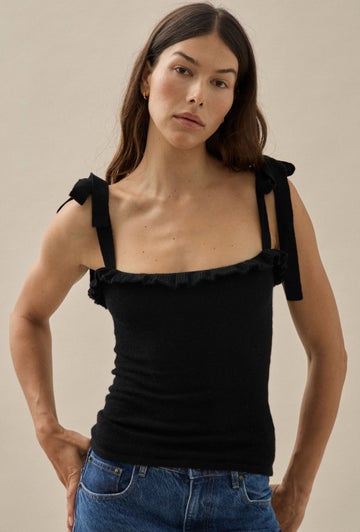 Knit Ruffle Singlet in White