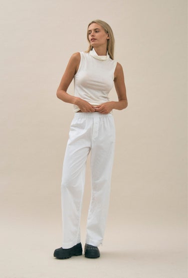 Cotton Boyfriend Pants in White