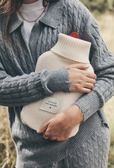 Cashmere Hot Water Bottle Cover in White