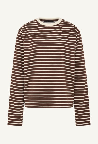 Long Sleeve Breton Tee in White