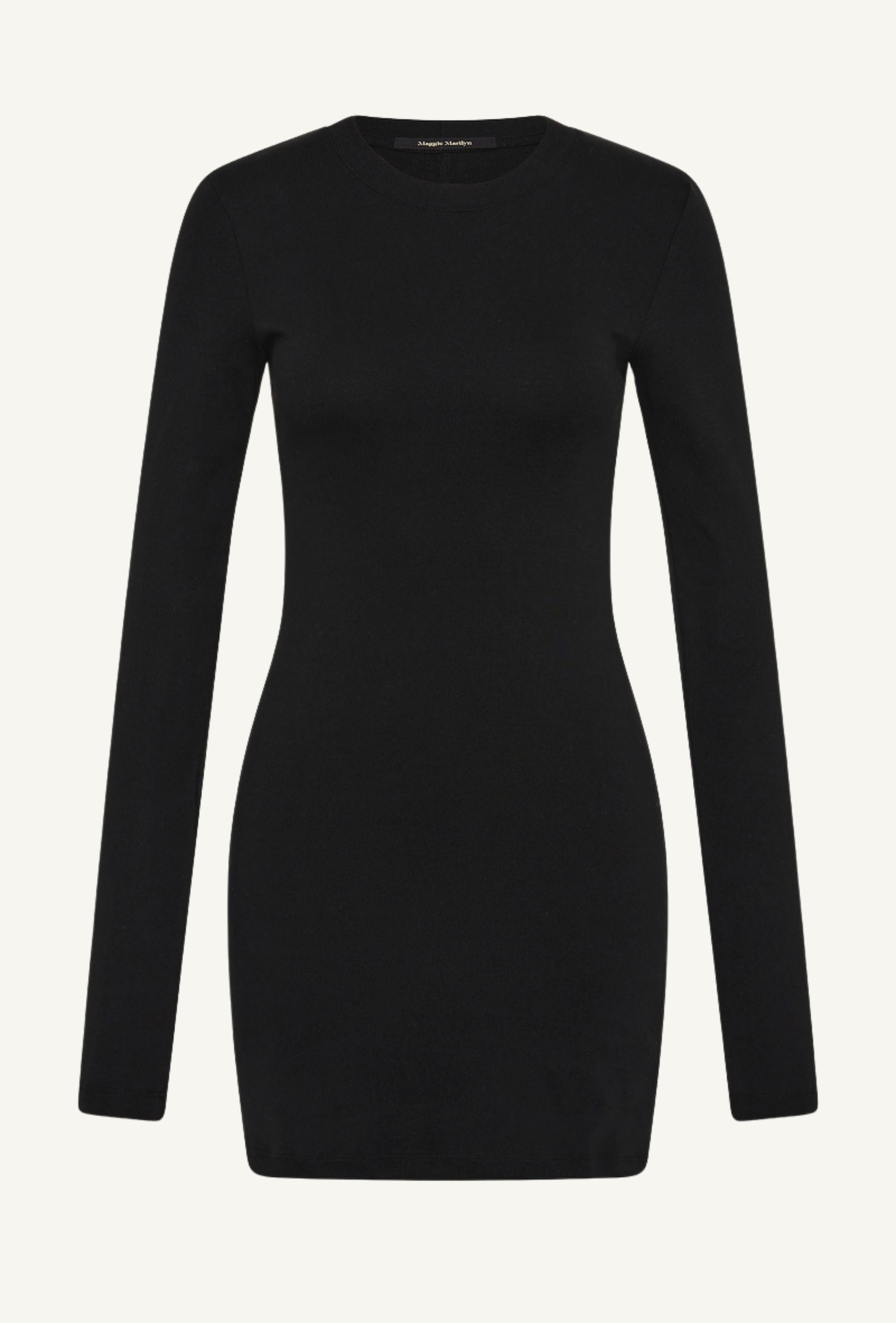 Long Sleeve Mini Dress in Black | Maggie Marilyn