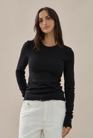 Long Sleeve Mini T-shirt in Black