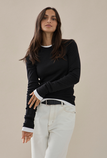 Long Sleeve Mini T-shirt in Black
