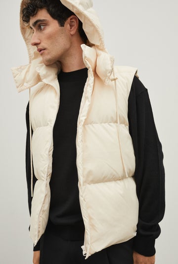 Mens Puffer Vest in Cream