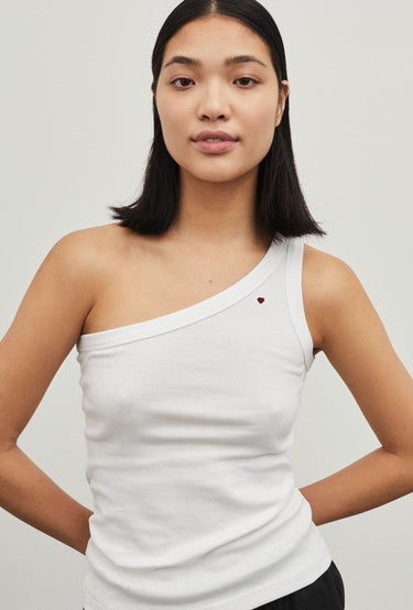 Restore One Shoulder Singlet in White