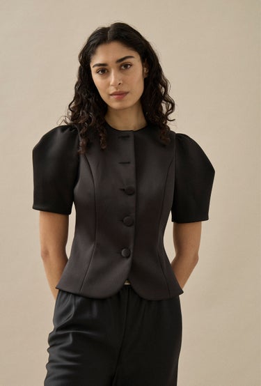 Satin Bodice Top in Black