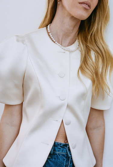 Satin Bodice Top in White