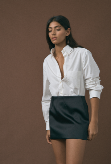 Satin Mini Skirt in Black | Maggie Marilyn