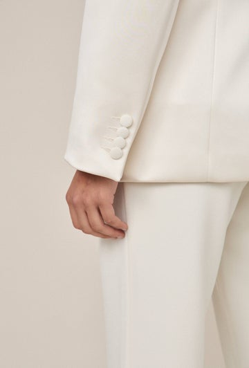 Satin Tuxedo Blazer in White