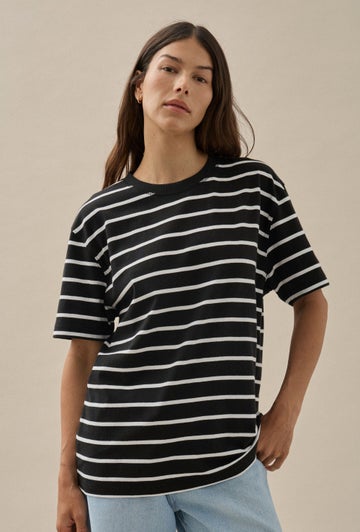 Short Sleeve Breton Tee in White