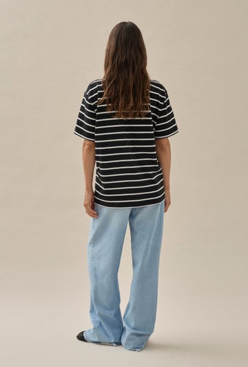 Short Sleeve Breton Tee in White