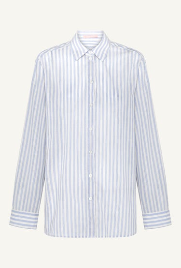Signature Shirt Cream Blue Stripe in White