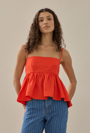 Tailored Crepe Top in White | Maggie Marilyn