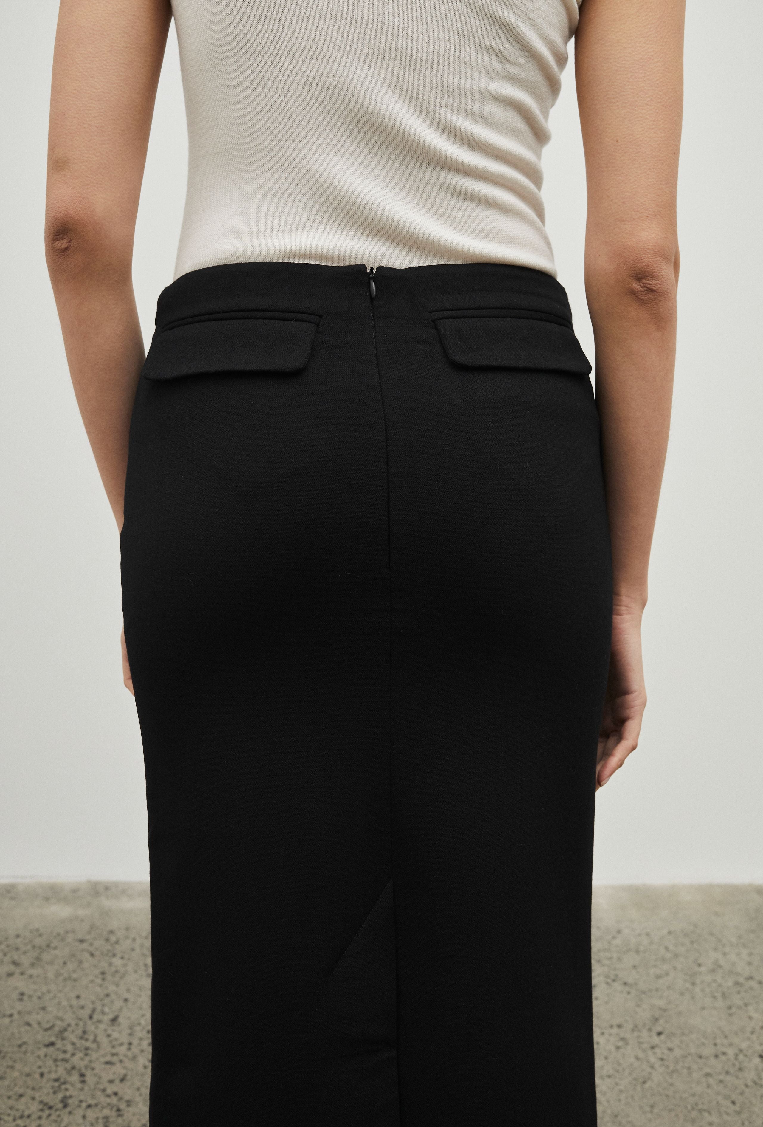 Tailored Compact Essential Button Through Midi Pencil Skirt | Karen Millen