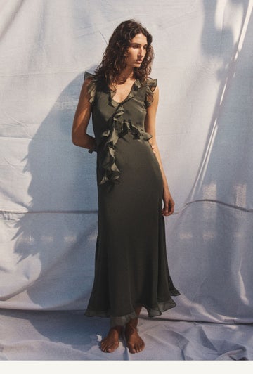 slim fit dress slacks Marilyn Green Cross Back Evening Maxi Dress Xs main image 0