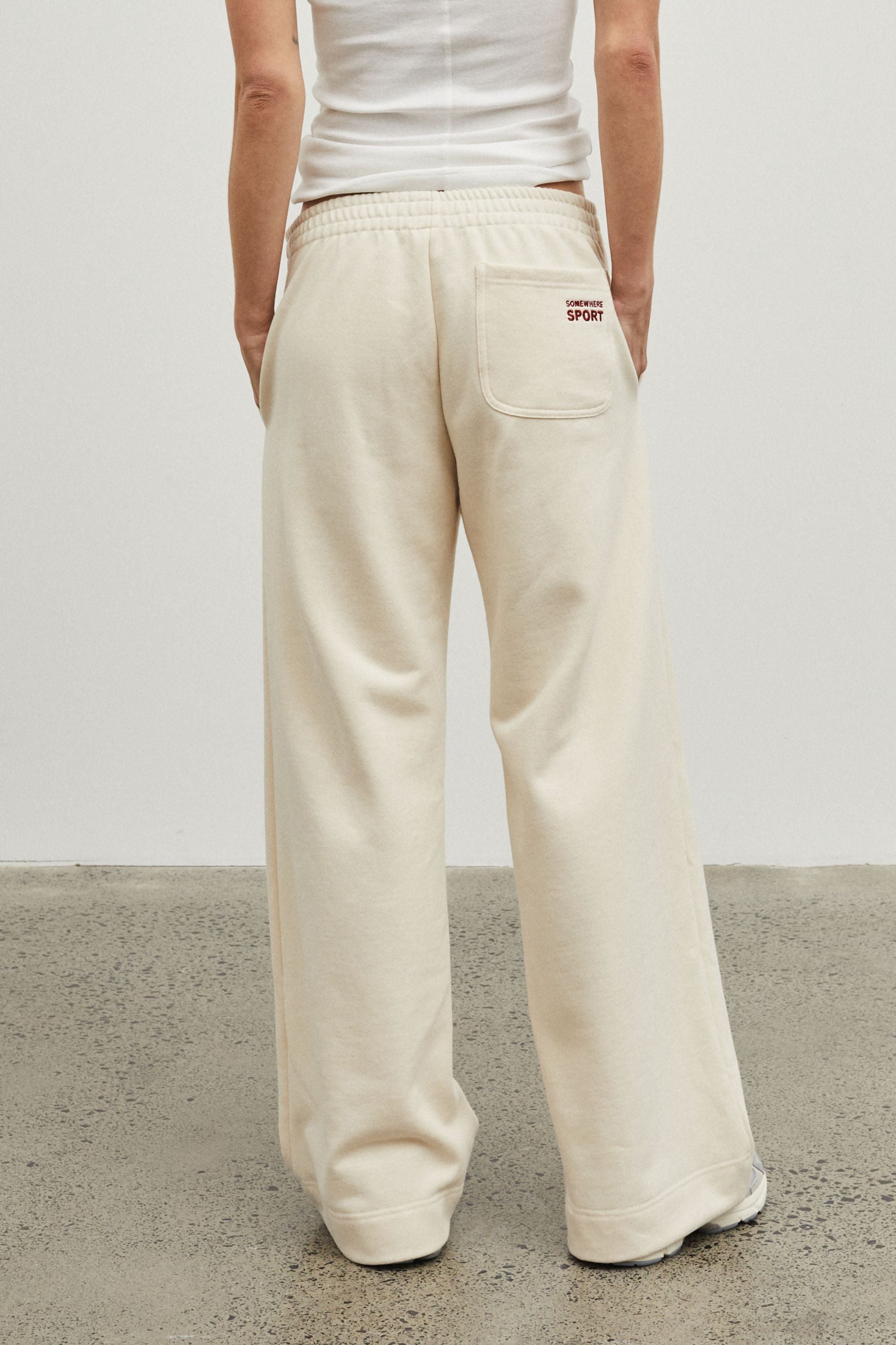 Wide Leg Track Pant in Cream Maggie Marilyn