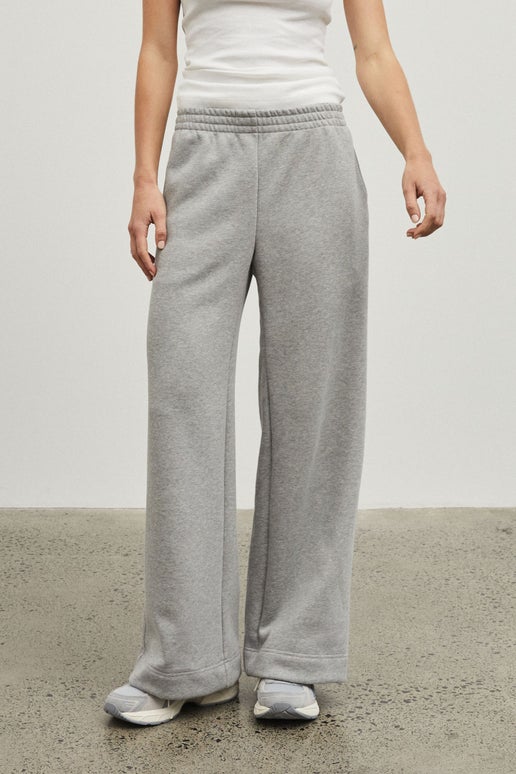 Wide Leg Track Pant in Grey