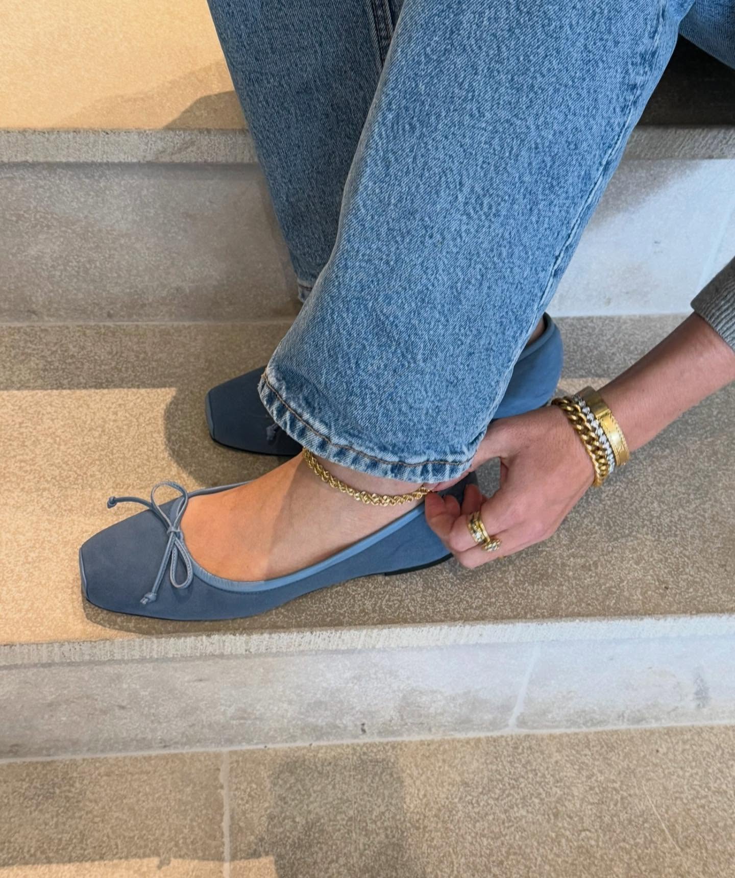 Meet your winter ballet slippers ? Custom powder blue and chocolate suede… in other words, our favourite capsule with @essenthelabel yet ? Yours next week at maggiemarilyn.com